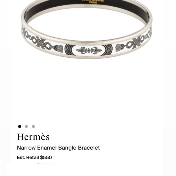 Authentic Hermes Silver and Black Enamel Bangle Bracelet - Picture 1 of 6